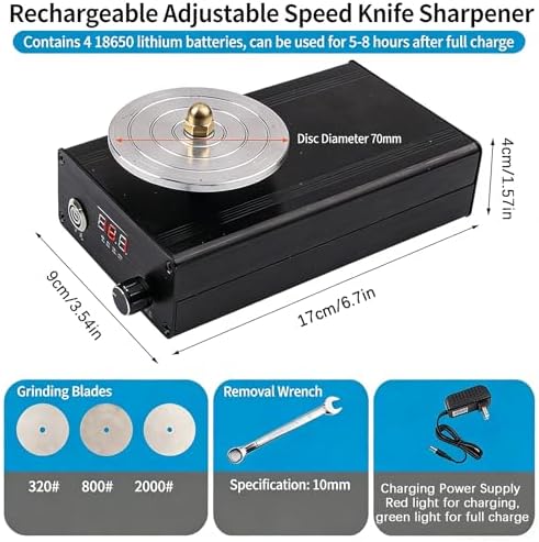 Engraving Knife Sharpening Machine, Carving Tool Grinder Polisher, 0-3000RPM Adjustable Speed, Portable Graver Grinder with 3 Diamond Grinding Wheels,for Engraving Cutters and Crafts(Rechargeable)