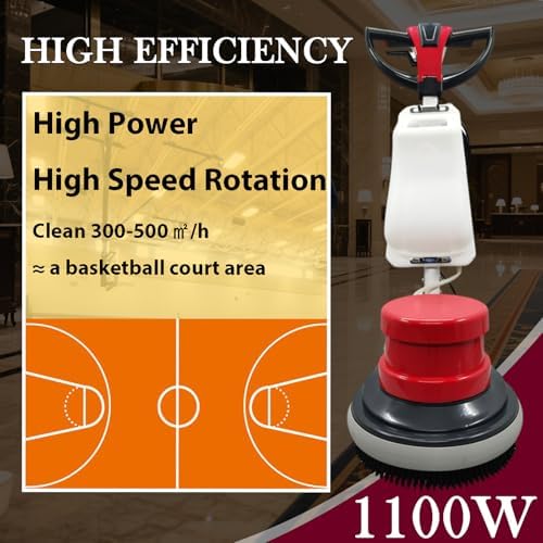Commercial Industrial Floor Scrubber Polisher 17" Heavy Duty Hardwood Carpet Buffer Machine 1100W Multi-Surface Cleaning Waxing Polishing for Wood, Tile, Epoxy, Marble Floors 110V