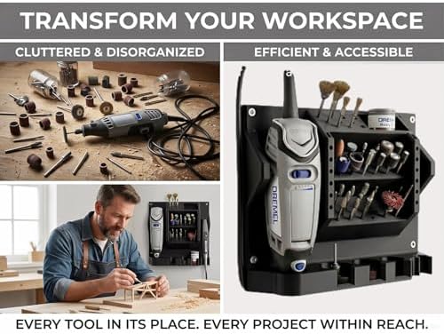 Wall Mount Bracket for Dremel Rotary Tool, Universal Fit for 3000/4000/4300/300, Space Saving Wall Mount Organizer with Built-in Bit Storage, Workshop & Garage Tool Organization System