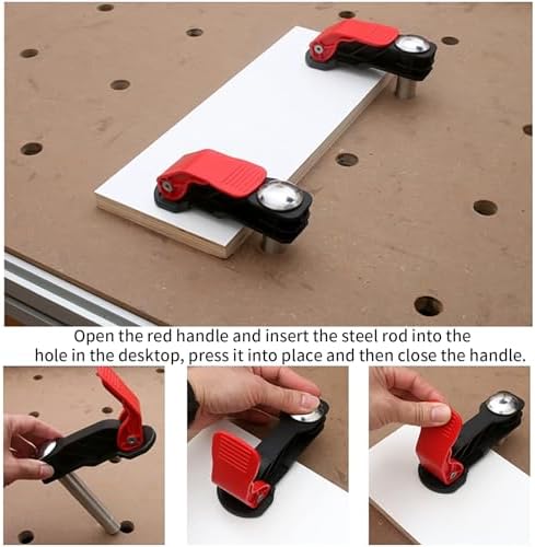 2Pcs Bench Dog Clamp, 20mm Adjustable Dog Hole Hold Down Clamp Jig, Quick Release Firm Grip Benchtop Hold Down Clamp for Woodworking Tools