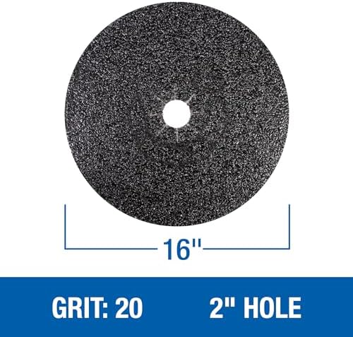 Mercer Industries 426012 Silicon Carbide Floor Sanding Disc, Cloth Back, 16" x 2" Hole, Grit 12X, 20-Pack