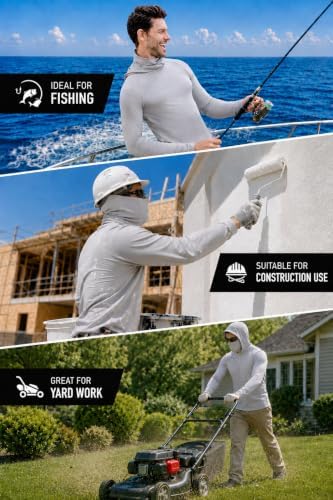 3/6 Packs Mens Sun Protection Fishing Hoodie with Face Mask