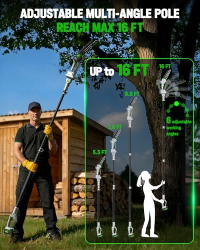 CEEPUY 2-in-1 Brushless Electric Pole Saws for Tree Trimming,8 Inch Cordless Mini Chainsaw with Extension Pole and 2 x 4000mAh Batteries, Pole Chain Saw Gift for Men Dad Husband Fathers Gardener 2026