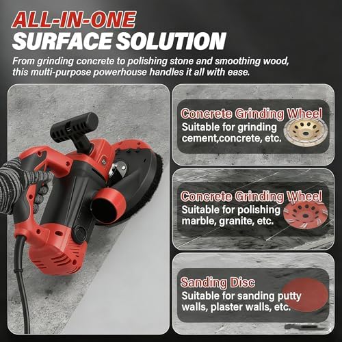 7-Inch Concrete Floor Grinder, 2200W Powerful concrete sander Machine