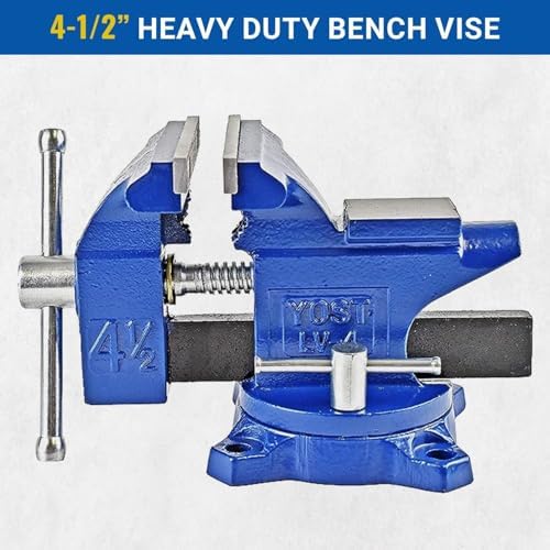 Yost Vises LV-4 Homeowner's Vise with UP-360 Soft Jaw Cover Kit | Heavy Duty Table Vise 4.5-Inch Jaw Width with a 3-Inch Jaw Opening Home Vise | Secure Grip with 240-Degree Locking Swivel Base