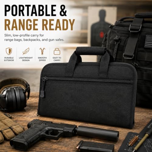 LU-DILUANK 15-Inch Suppressed Pistol Case with Heat-Resistant Felt Liner