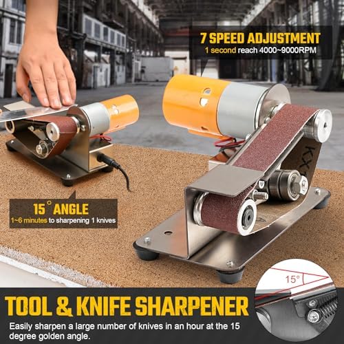 3-in-1 Mini Belt Sander 7-Speed Knife Sharpener Bench Grinder