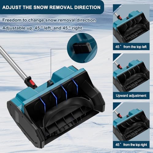 21V Cordless Snow Blower Set, 13-Inch Electric Snow Shovel with Brushless Motor, 2 Li-ion Batteries, Adjustable Handle, Safety Switch for Driveways and Sidewalks (1 Battery Blue)