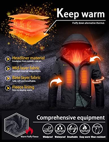 GEMYSE Men's Winter Ski Jacket Waterproof Snow Coat with Detachable Hood