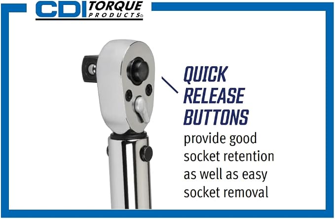 CDI 3/8 Inch Drive Adjustable Click Torque Wrench, Range 10-100 Ft Lbs / 16.9-132.2 Nm (1002MFRMH)
