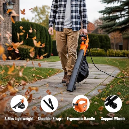 3-in-1 Leaf Vacuum Mulcher, 450 CFM Corded Blower
