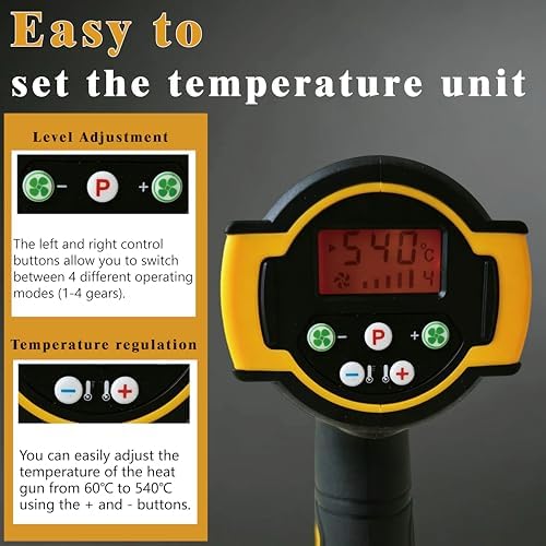 Cordless Heat Gun for Dewalt 20V Battery, 350W Fast Heating Hot Air Gun, LCD Display 2 Temp 120℉-1110℉, 3 Nozzles Portable Gun for Shrink Tubing, Paint Removal, Soldering DIY, Tool Only