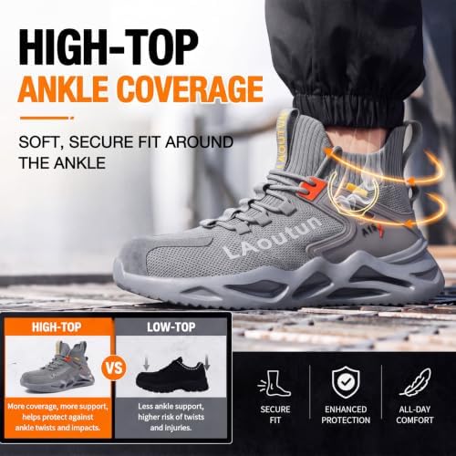 LAoutun Steel Toe Shoes for Men Work Shoes Safety Sneakers Lightweight