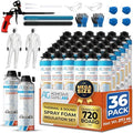 QuickCoat Closed Cell Spray Foam Insulation Kit for Wall–36x32.8oz(930g) Covers 720 Board Ft–DIY Expanding Sealant Set, Insulates Heat&Sound, Fills Gaps&Cracks–36 Foam Cans, Cleaner, Gun&Safety Gear