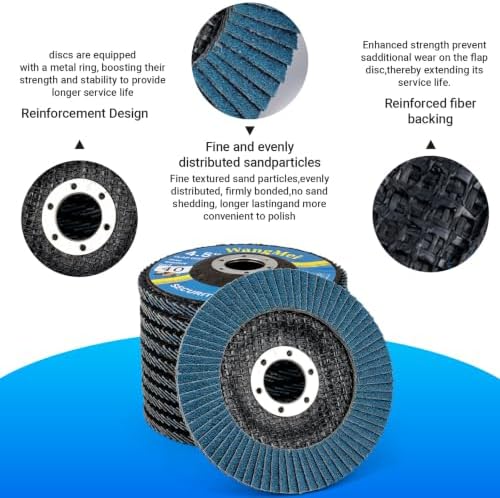 50 Pack Flap Discs 4 1/2 for Angle Grinder, 7/8" Arbor