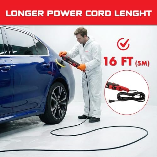 LAUCO Rotary Polisher 1200W with 6-Inch Backing Pad, 6-Speed Variable Control, High Torque Professional Polishing Machine for Car Detailing, Paint Correction, Buffing, Waxing & Finishing LP1200