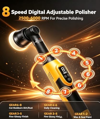 Cordless Mini Buffer Polisher Compatible with Dewalt 20V Battery-8 Speed