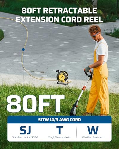 DEWENWILS Retractable Extension Cord Reel, Open Cord Reel with 80FT Cord