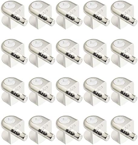 Glass Shelf Bracket Pegs, 20Pcs Adjustable Frameless Glass Bracket Pegs Zinc Alloy Brushed Finish Glass Clamp Clips with Pin Glass Shelf Holders Supports for 4-8mm Thickness Glass