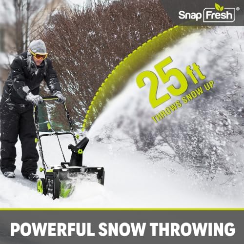 SnapFresh 40V Electric Snow Blower Cordless - 2 x 5.0Ah Battery 20 Inch Brushless Snow Blower with Fast Charger, Built-in Dual LED Headlights, Electric Snowblower for Driveways & Sidewalks