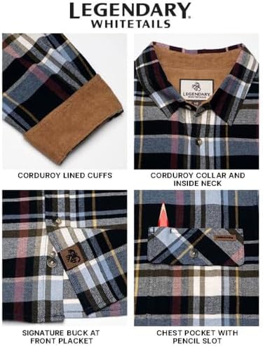 Legendary Whitetails Mens Flannel Long Sleeve Button Down 100% Cotton Shirt