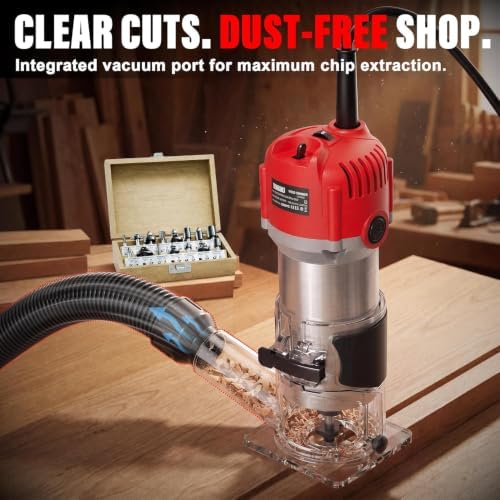 TEENO Router Tool, 1.25 HP 6.5 Amp Compact Wood Router Tool for Woodworking