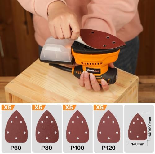 Detail Sander,14000OPM Dust Collector, 130W Sander 20Pcs Sandpaper