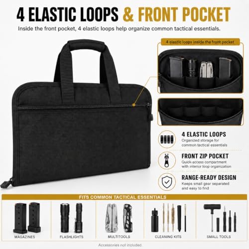 LU-DILUANK 15-Inch Suppressed Pistol Case with Heat-Resistant Felt Liner