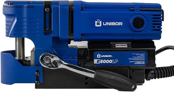 Unibor Low Profile Magnetic Drill Press - E5000LP ELITE Range 2" Cutter Capacity, Low Profile Mag Drilling Machine, Smart Control | LiftShield, LED Work Light, Variable Speed Lightweight 1200W Power