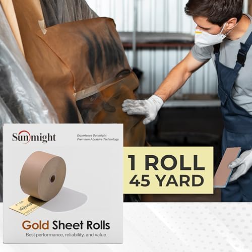 Sunmight Film 220 Grit Sandpaper Roll 2-3/4" x 45 Yards – PSA Longboard Sandpaper – Adhesive Backed for Auto Body, Wood, Metal, Marine & Aerospace – Durable Latext Paper Backing for Smooth Sanding