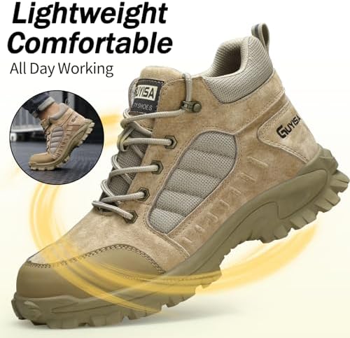 GUSAYEX Steel Toe Boots for Men Puncture Resistant Work Boots