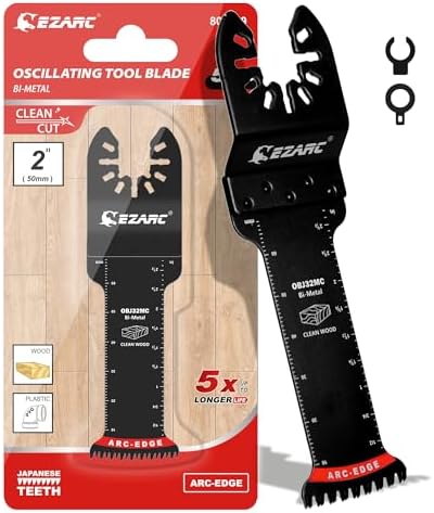 EZARC Bi-Metal Arc Edge Oscillating Tool Blade, 2-11/16" Extra-Long Japanese Teeth Oscillating Saw Blades for Clean Cuts in Hard Wood & Plastic, Universal Fit Multitool Blades, 5-Pack
