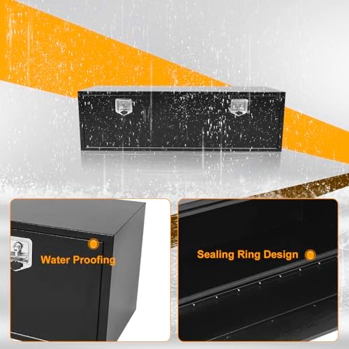 60 x 18 x 18 Inch Underbody Truck Tool Box Steel Storage ToolBox, Tool Chest Organizer w/Lock and Keys For Pickup,Truck Bed, RV, Trailer,Heavy Duty Waterproof Black box