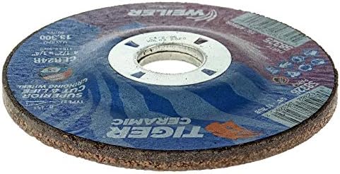 Weiler 58325 4-1/2 x 1/4 Tiger Ceramic Type 27 Grinding Wheel CER24R 7/8 A.H (Pack of 10)