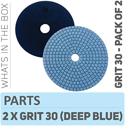 PPW118D Concrete Sanding Polishing Pads 4 Inch Grit 30 - Diamond Pads For Concrete Terrazzo Marble Floor Granite Stone Counter Wet Polishing - Pack of 2