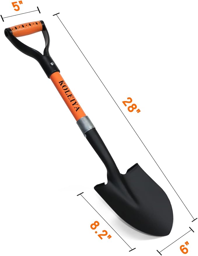KOLEIYA Kids Shovel, Small Shovels for Digging, Overall Length 28 Inches, Mini D Handle Shovel,Gardening Shovels,Matel Beach Shovel,Camping Shovel Matel+Fiberglass
