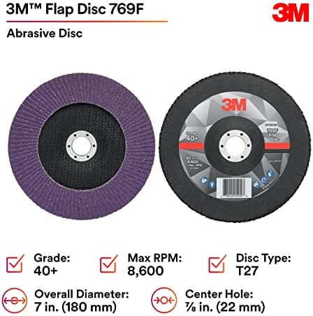3M Flap Disc, 769F, 40+, T27, 7 in x 7/8 in