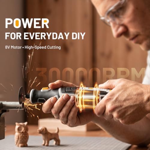 BATAVIA 8V Cordless Rotary Tool, 5 Speed 117PCS Kit for Engrave/Sand/Drill