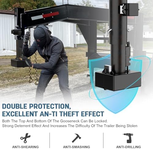 Gooseneck Trailer Lock Set Compatible with Most 7-in Floor Plate Connectors