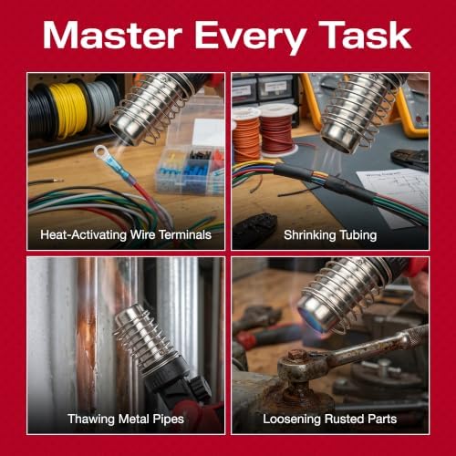 Master Appliance HT-1000 Cordless Butane Heat Gun with Shrink Reflector - Refillable, Portable Hot Air Tool for Heat Shrink Tubing, Electrical and Automotive Repairs
