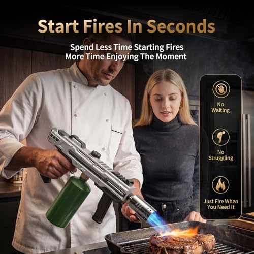Propane Torch Gun, Adjustable Flame Blow Torch for Cooking and BBQ
