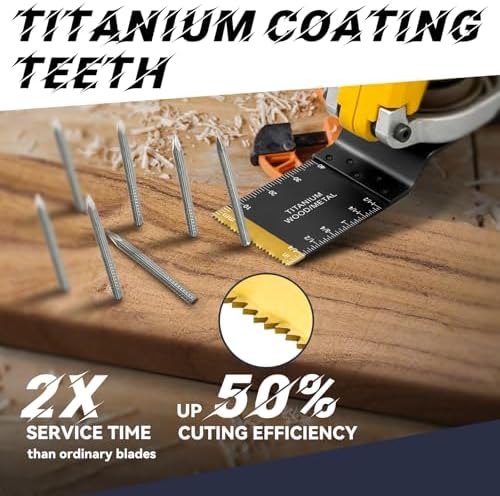AIFICUT 40 Pcs Oscillating Saw Blades Universal Wood Plastics Metal Titanium Multitool Blades Kits Fit Dewalt Rockwell Milwaukee Makita Bosch