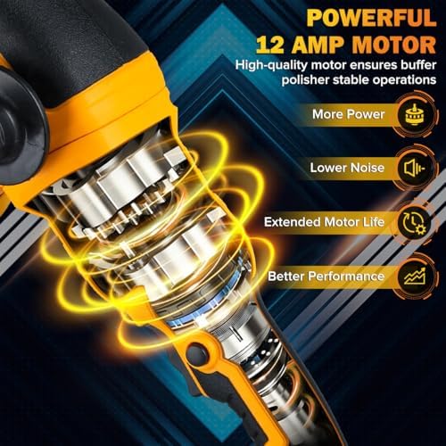 Cordless Buffer Polisher Kit for Dewalt 20V Battery(No Battery) Orbital Car Polisher 6 Variable Speed 1800 to 6500 RPM, Car Buffer Polishers for Car Detailing,Polishing,Waxing(Battery Not Included)