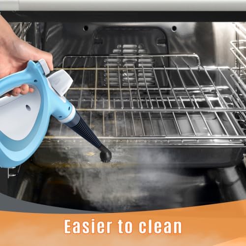Phueut Pressurized Handheld Multi-Surface Natural Steam Cleaner with 12 pcs Accessories, Multi-Purpose Steamer for Home Use, Steamer for Cleaning Floor, Upholstery, Grout and Car (Blue)