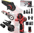 12V Brushless Combination Power Tool Kit, 3-in-1 Cordless Multi-Head System with Mini Chainsaw, Belt Sander, Blower, Interchangeable Heads for DIY & Home Workshop