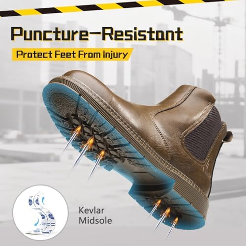 Steel Toe Boots for Men & Women,Slip On Work Boots for Construction
