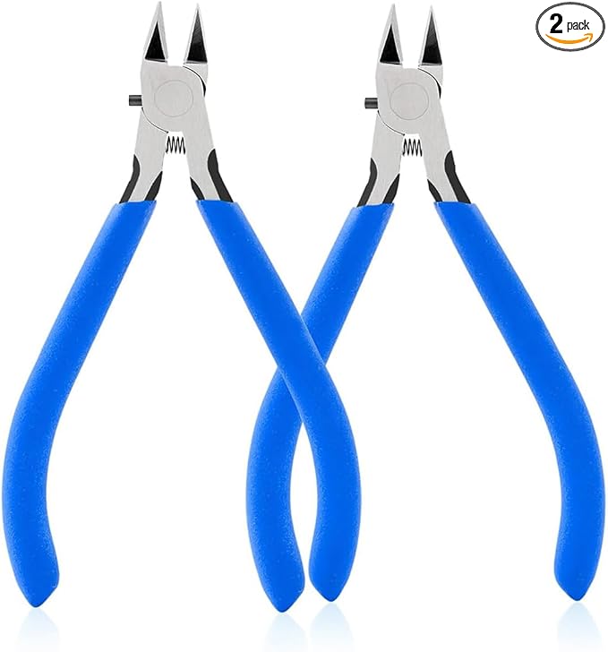 Wire Cutters, 5" Electronic Needle Flush Cutters, Ultra-Sharp Crafts Diagonal Cutters Pliers, Wire Snips Side Cutters for Circuit Board, Plastic, Soft Copper Wire, Floral(2 Pack)
