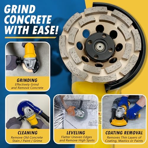 4.5" Diamond Grinding Wheel for Concrete 16 Dbl Row Segments 7/8"-5/8"
