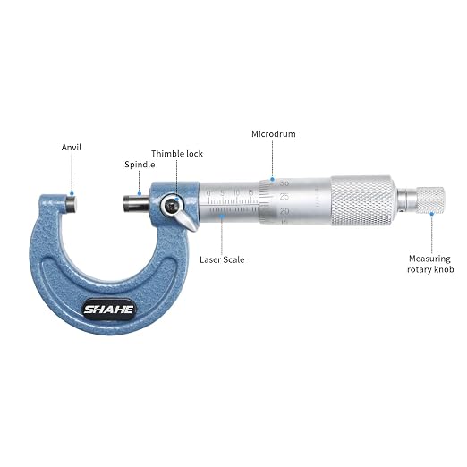 SHAHE 0-1''/0-25mm 0.01mm Outside Micrometer Gauge Micrometer Measuring Tool 5201-25A