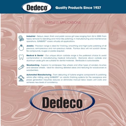 Dedeco Sunburst Radial Bristle Discs 5-Pack - 1" Curved 4-Ply Mounted Discs - Red 220 Grit (Standard) - Aluminum Oxide for Polishing & Finishing